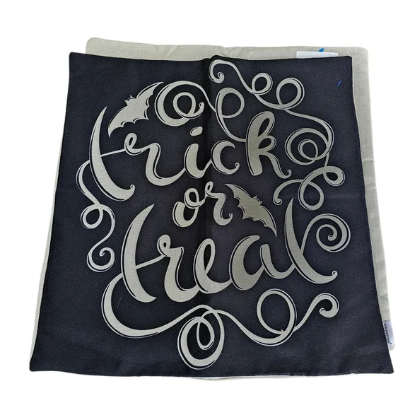 Festive Halloween Pillow Case X 2, 4th Emotion Brand, Zip Close, Black And Cream - Picture 3 of 6